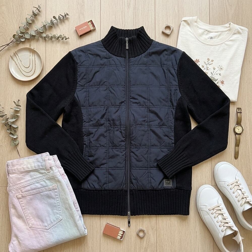 ANNIKA Cutter & Buck Women’s‎ Medium Hybrid Quilted Knit Full Zip Jacket Black